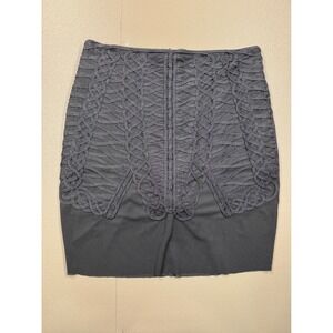Bebe Black Soutache Braided Mesh Mini Skirt Bodysuit Lining Size 10